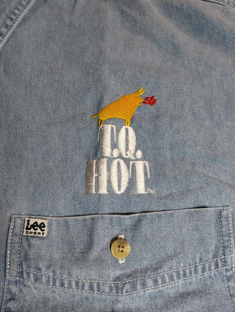 Lee Light Blue Denim Button-Up Shirt with Small Chest Embroidery - Picture 7 of 8